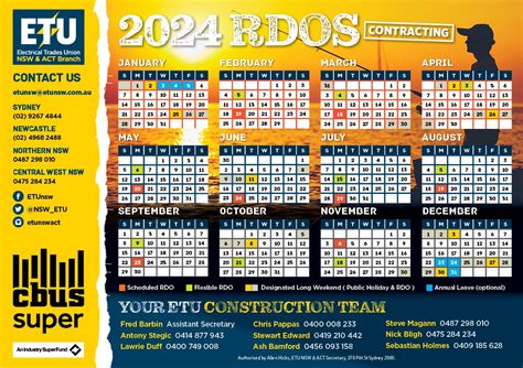 2024 RDO Calendars for NSW and ACT .